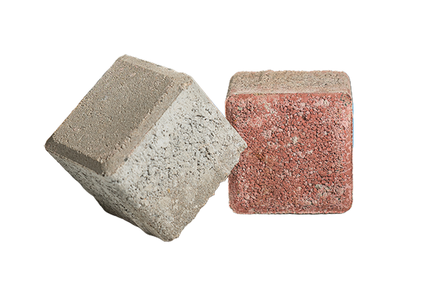 Cube stones cobblestones for premium paving in grey and red